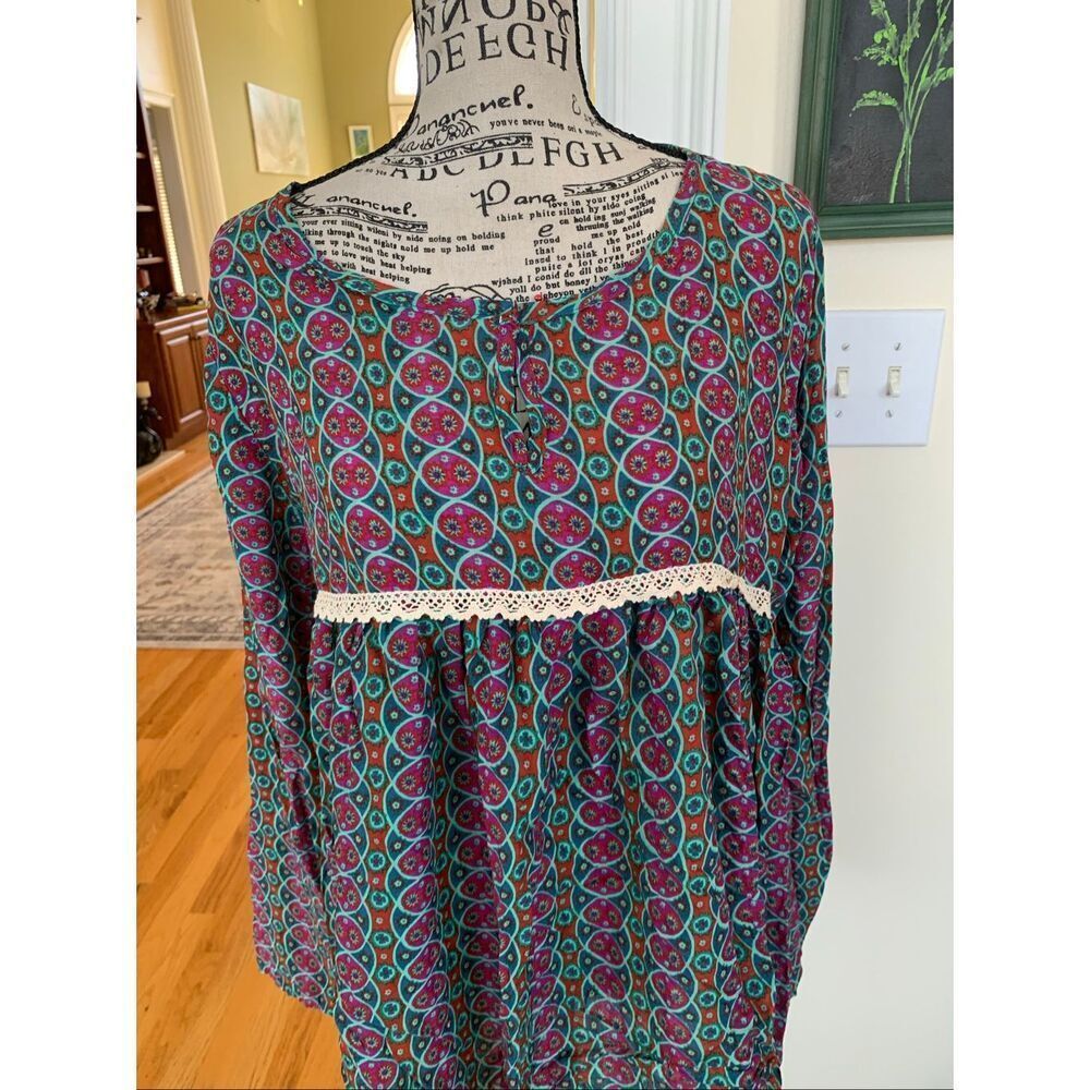 NWT Natural Life Bohemian Style Peasant Blouse - Picture 10 of 11